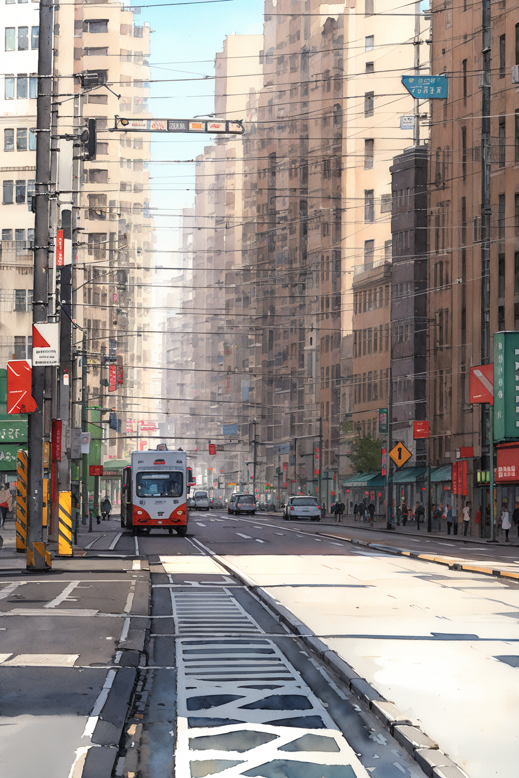 03830-2652322705-Traditional Mediums, Streets, Zebra Crossings, Cars, Poles, Shops, Landscapes, Watercolor (Medium), Painting (Medium), Buildings.png